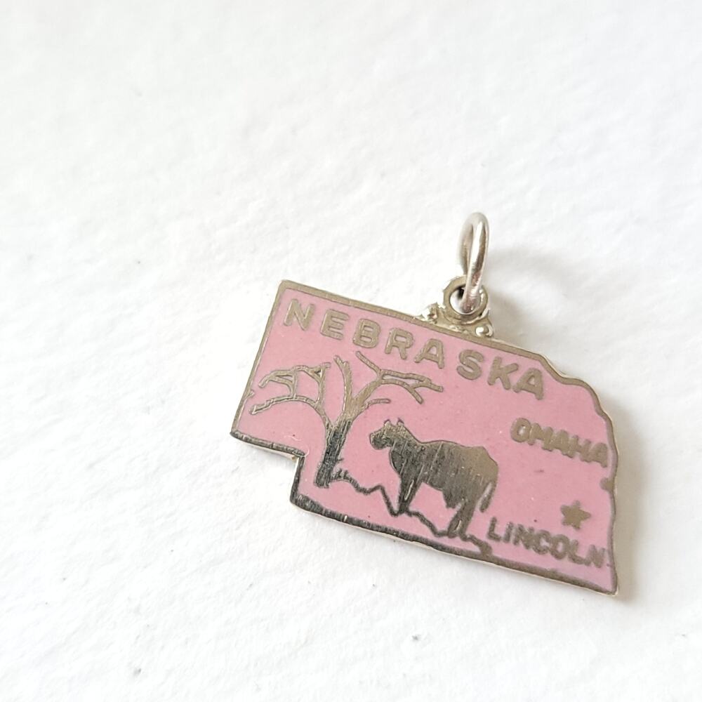 Nebraska Enameled Charm, Deadstock